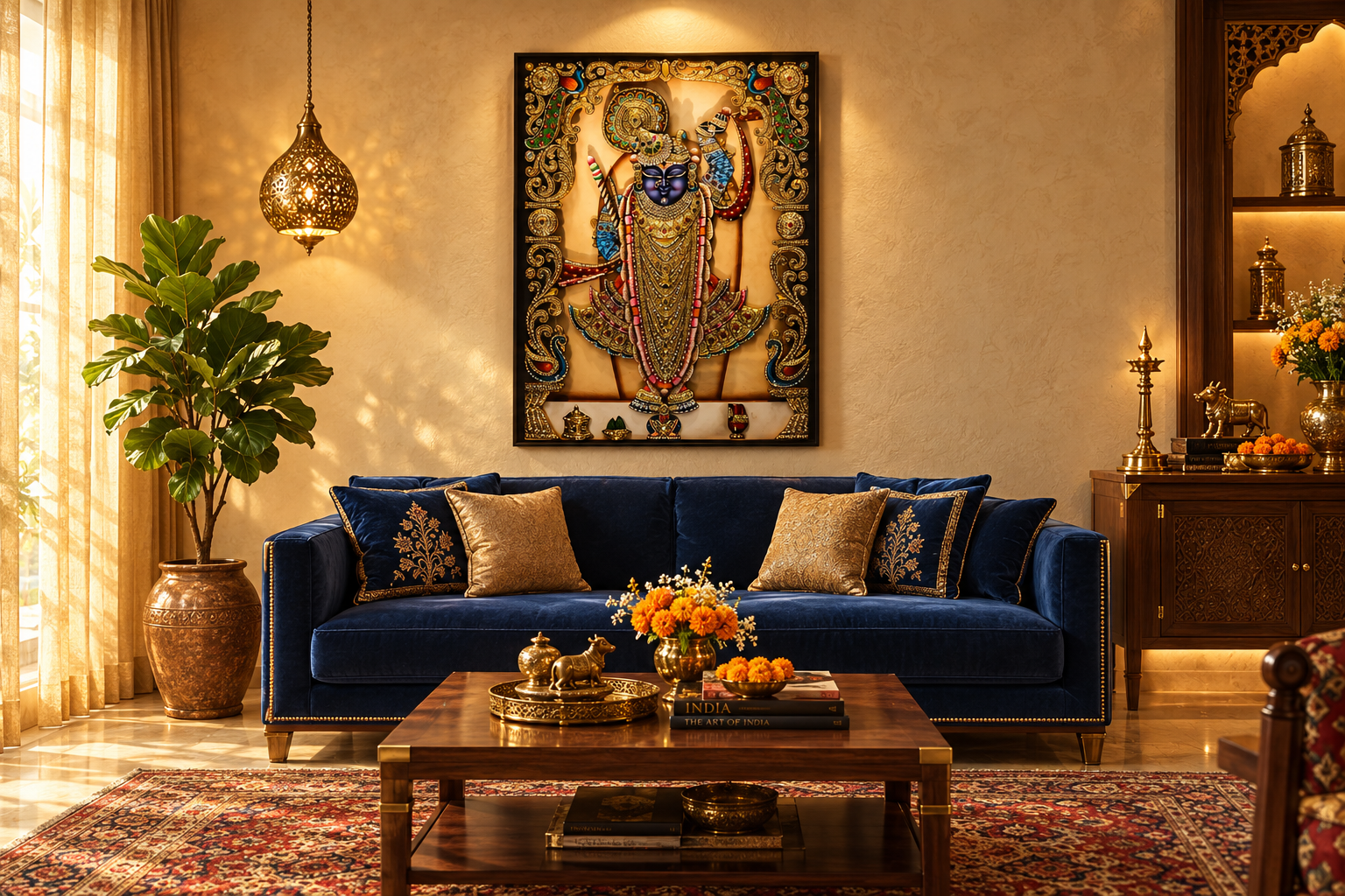 Shrinathji Wall Art - Luxury Indian Living Room